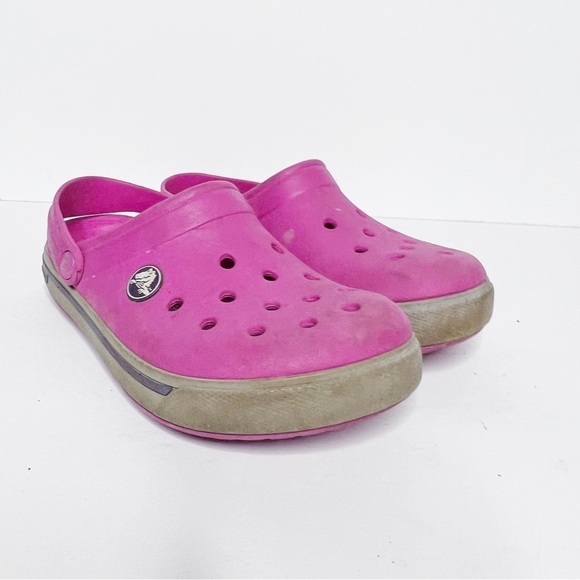 Crocs Classic Slide On Rubber Mule Clogs Size 13 Pink Little Girl - Picture 1 of 4